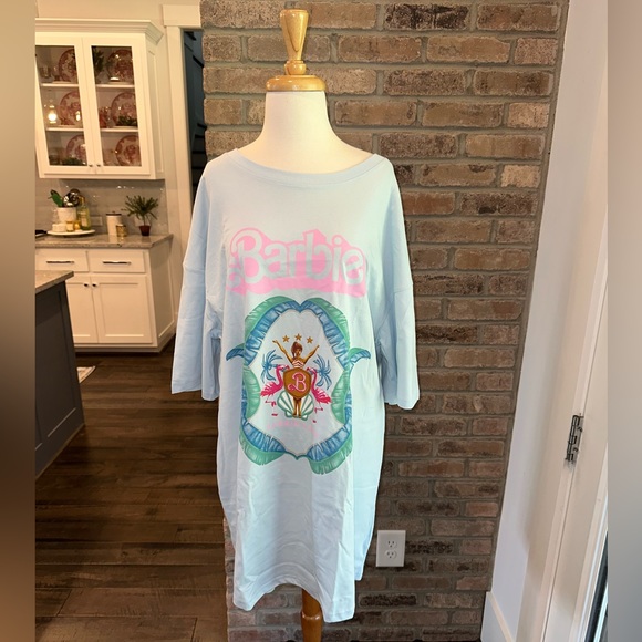 ✨NWT✨ Barbie The Movie Oversized T-Shirt Nightdress Light Blue - Picture 1 of 7